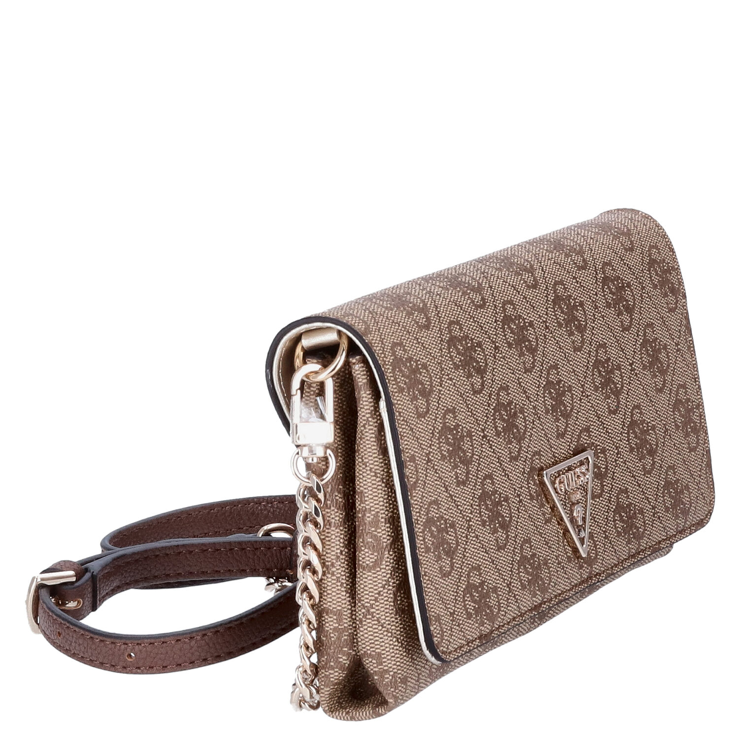 GUESS Clutch Umhängetasche Noelle Latte Logo/Brown