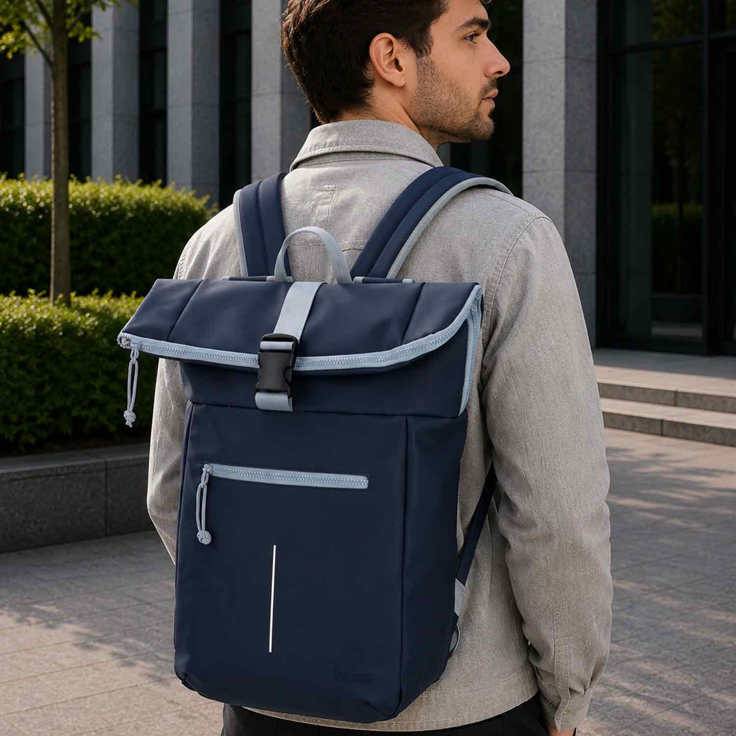 TheTrueC Stylischer Cityrucksack mit großem Stauraum Bennie navy/grau Abbildung 2