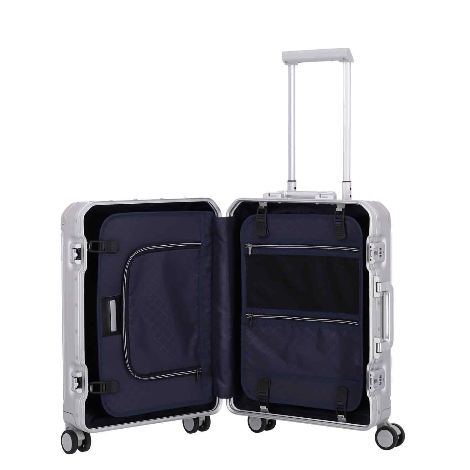 Travelite Aluminium Trolley 4 Rollen S NEXT silber