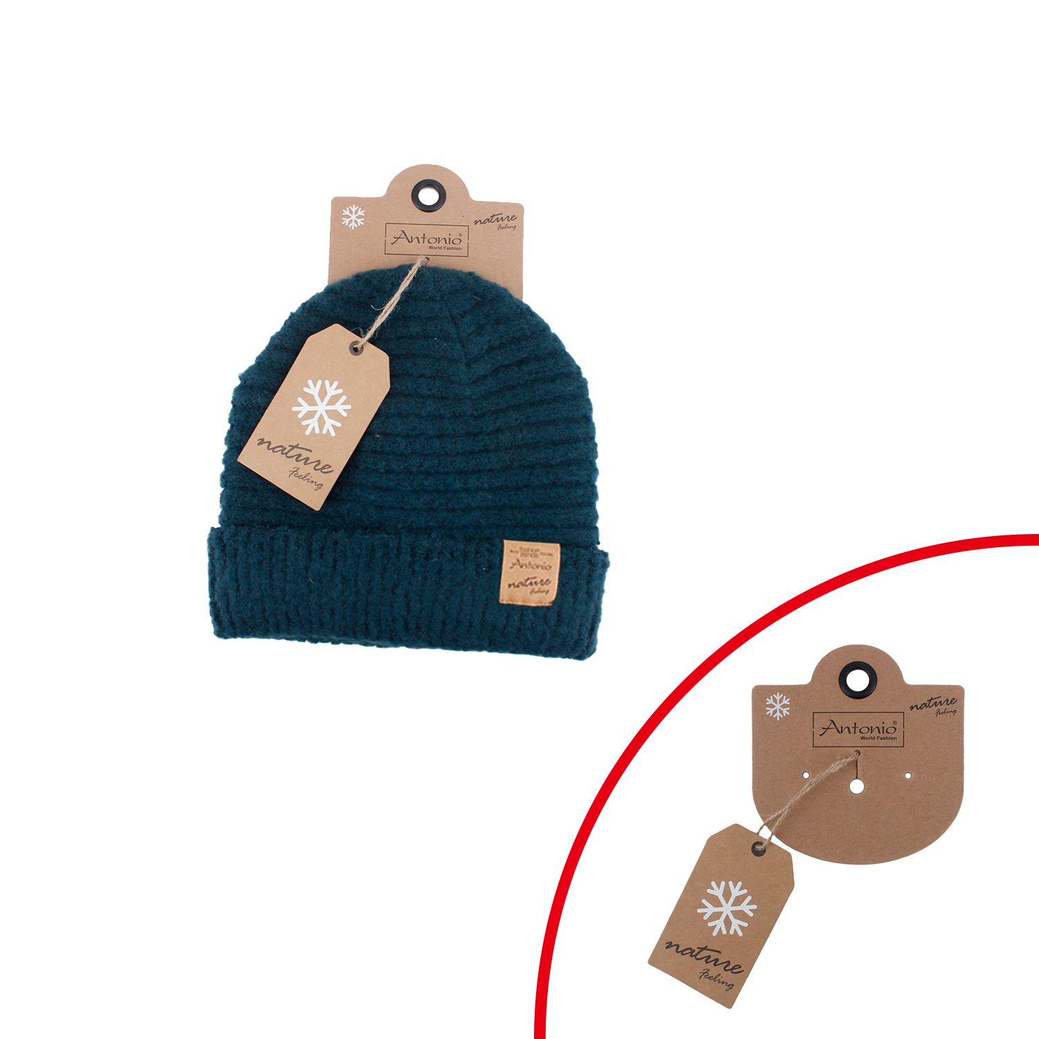 Antonio Damen Strick Mütze Bouclé Beanie - petrol Abbildung 1