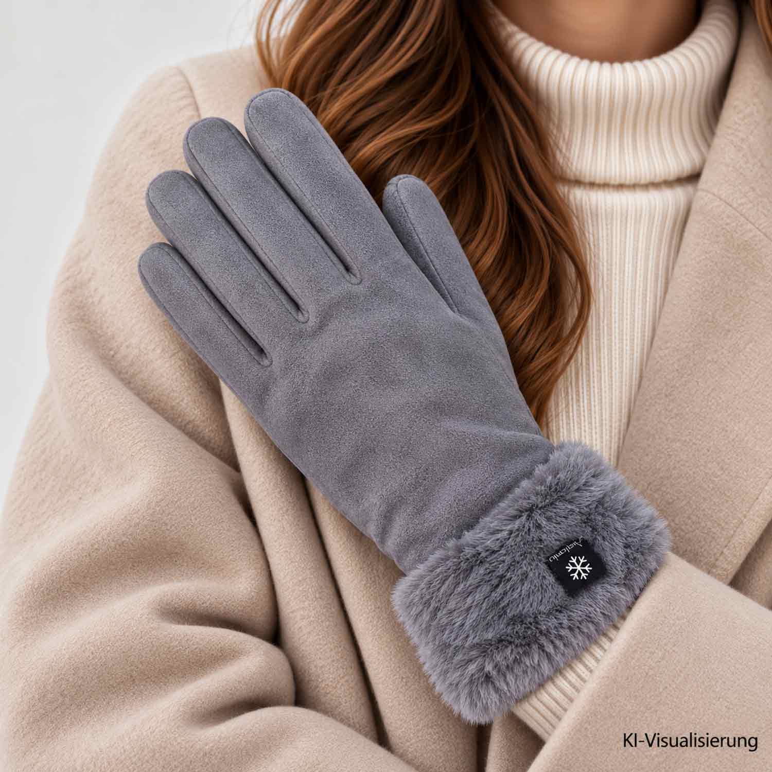 Antonio Kuschelige Damenhandschuhe mit Innenfutter - grau Abbildung 2