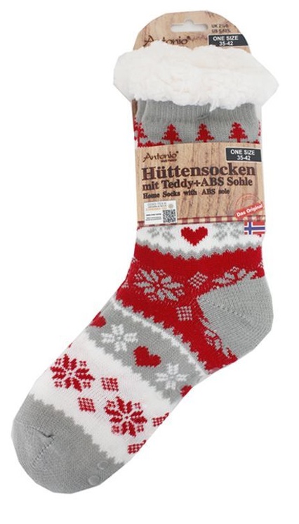 Antonio Kuschelige Hüttensocken im Norweger Design Gr. 35-42  Herz Abbildung 1