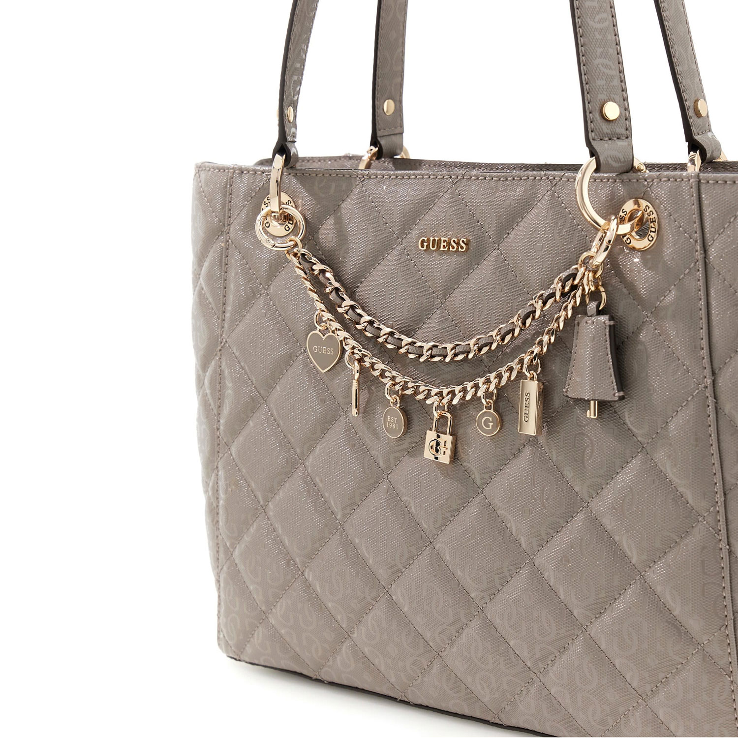 GUESS Umhängetasche Libby Noel Tote Dark Taupe Abbildung 5