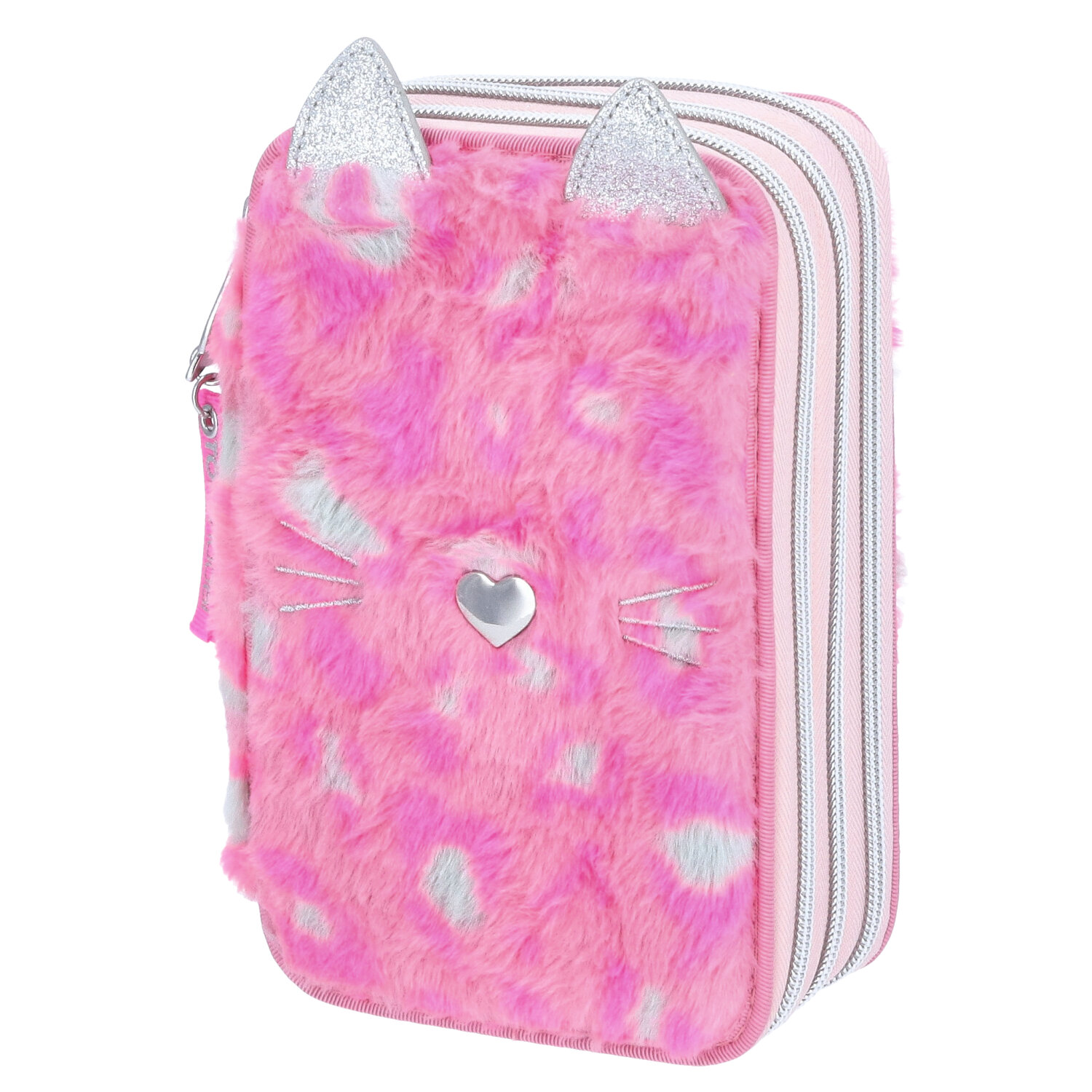 Depesche 3-Fach Federtasche TOPModel Leo WILD pink-grau