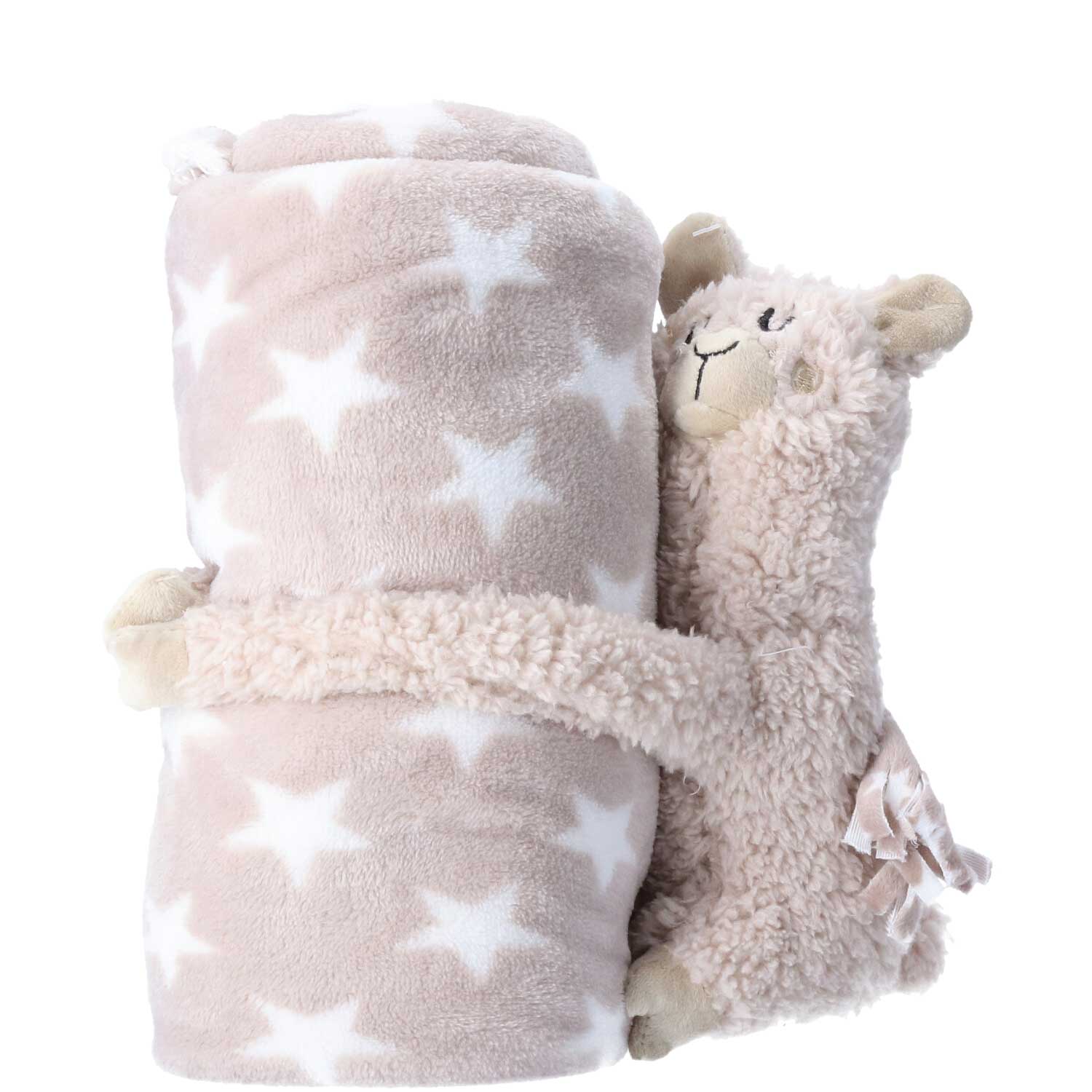 Antonio Baby Plüsch Decke mit Lama Stofftier  30-Braun Abbildung 1