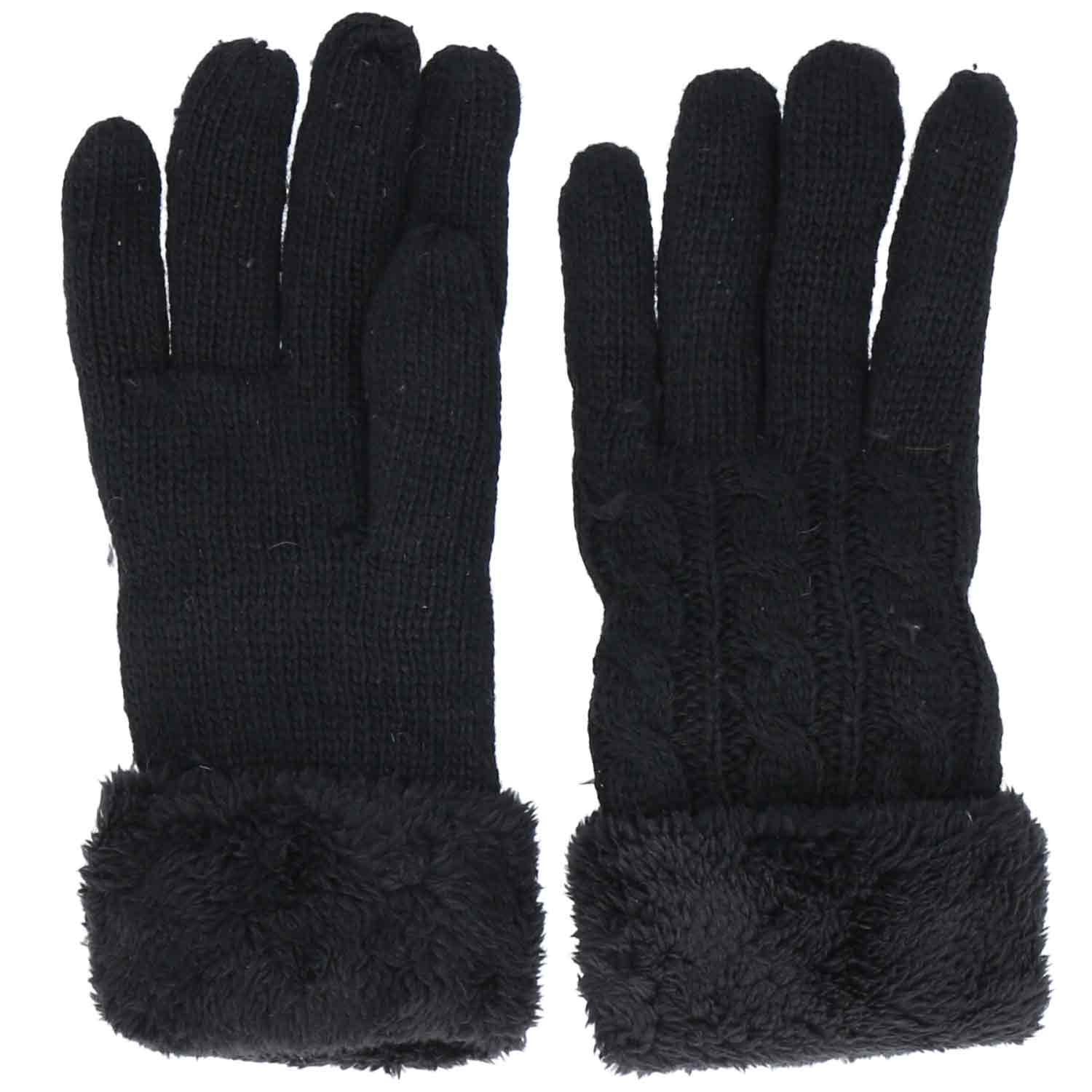 Antonio Damen Winter Fingerhandschuhe Teddy Futter  Black