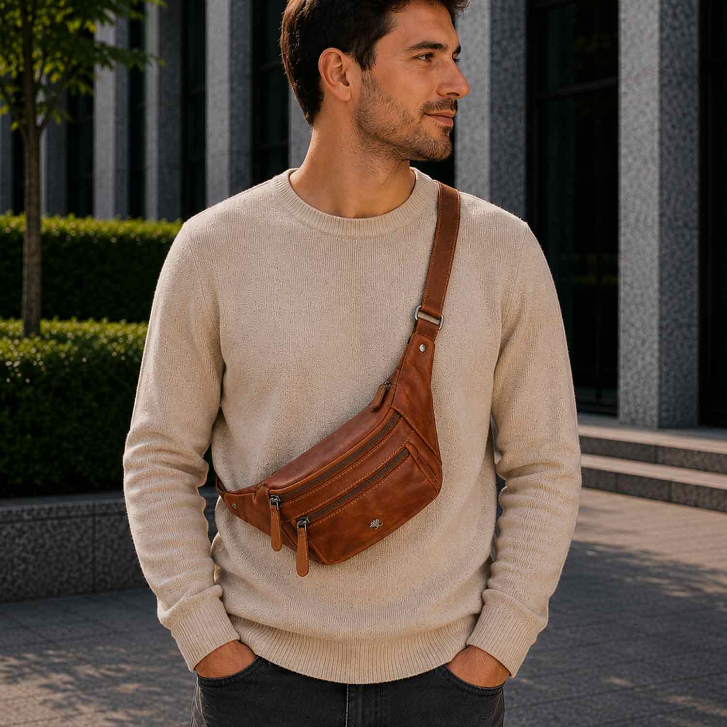 The Skandinavian Brand Leder Bauchtasche, Hüttasche, Body Bag - hunther Abbildung 2