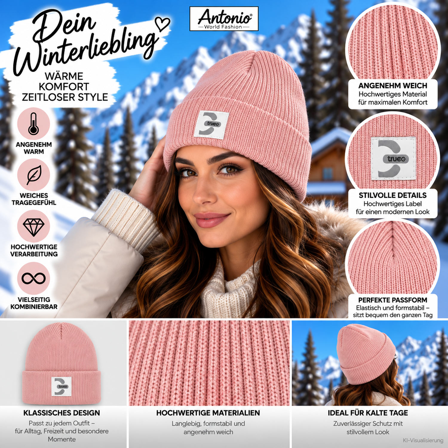 Antonio Strick Mütze Beanie - pink Abbildung 3