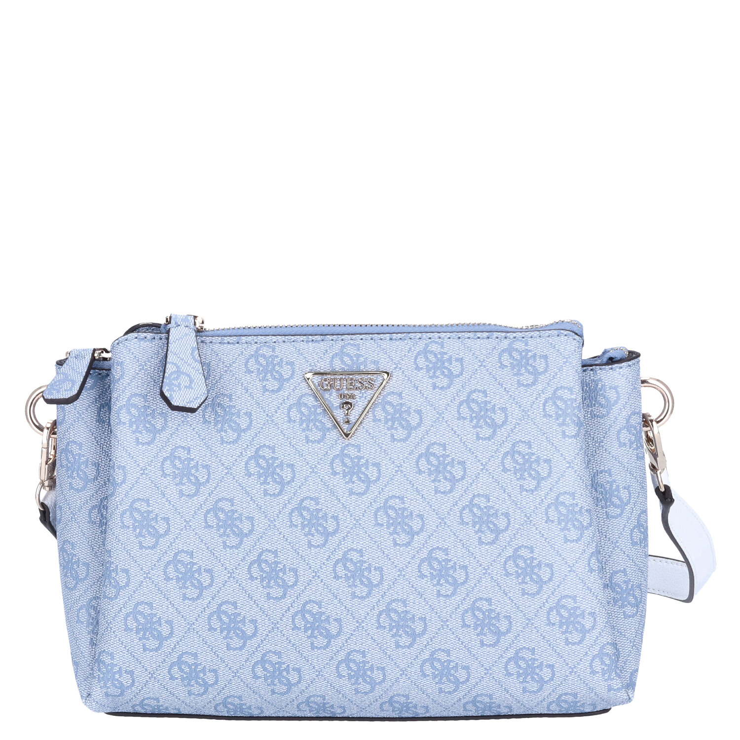 GUESS Damen Umhängetasche Noelle light blue logo