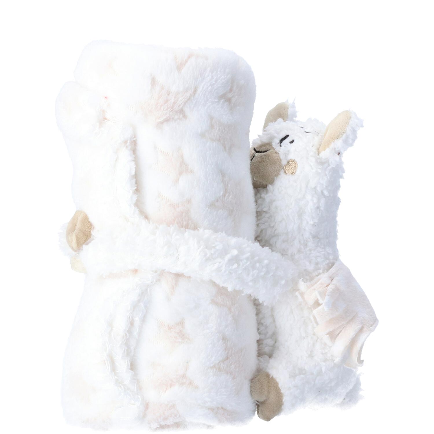 Antonio Baby Plüsch Decke mit Lama Stofftier  beige Abbildung 1