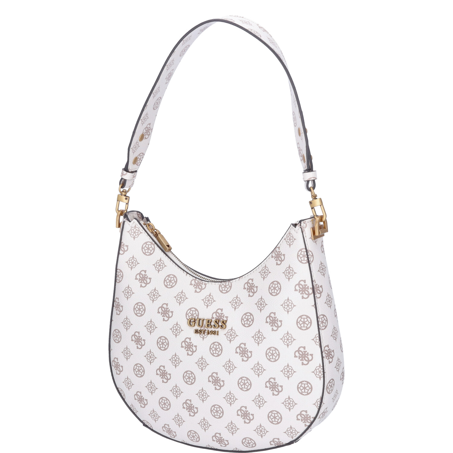 GUESS Damen Schultertasche Fynna Cream Logo