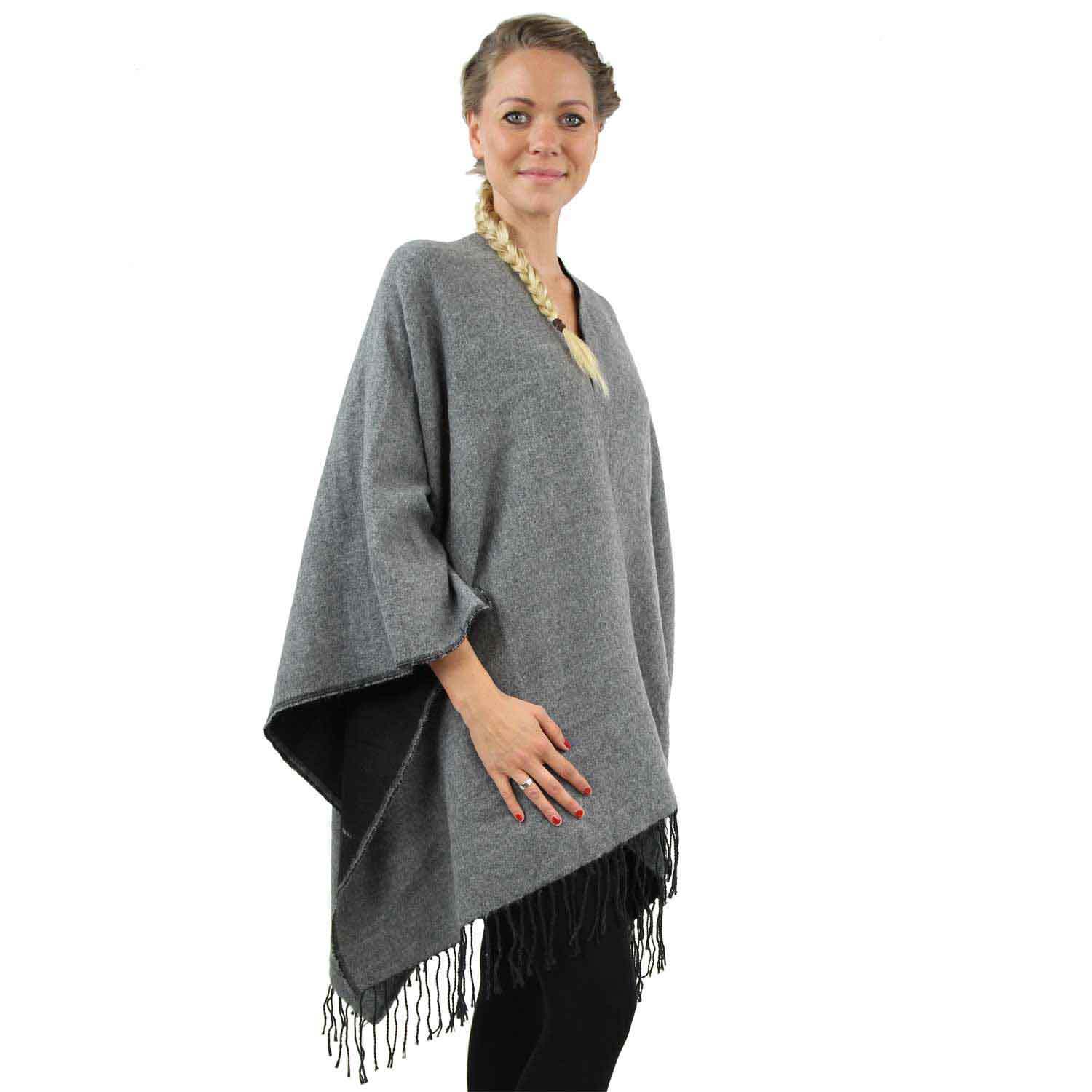 Antonio Cape,Poncho, uni color  grau