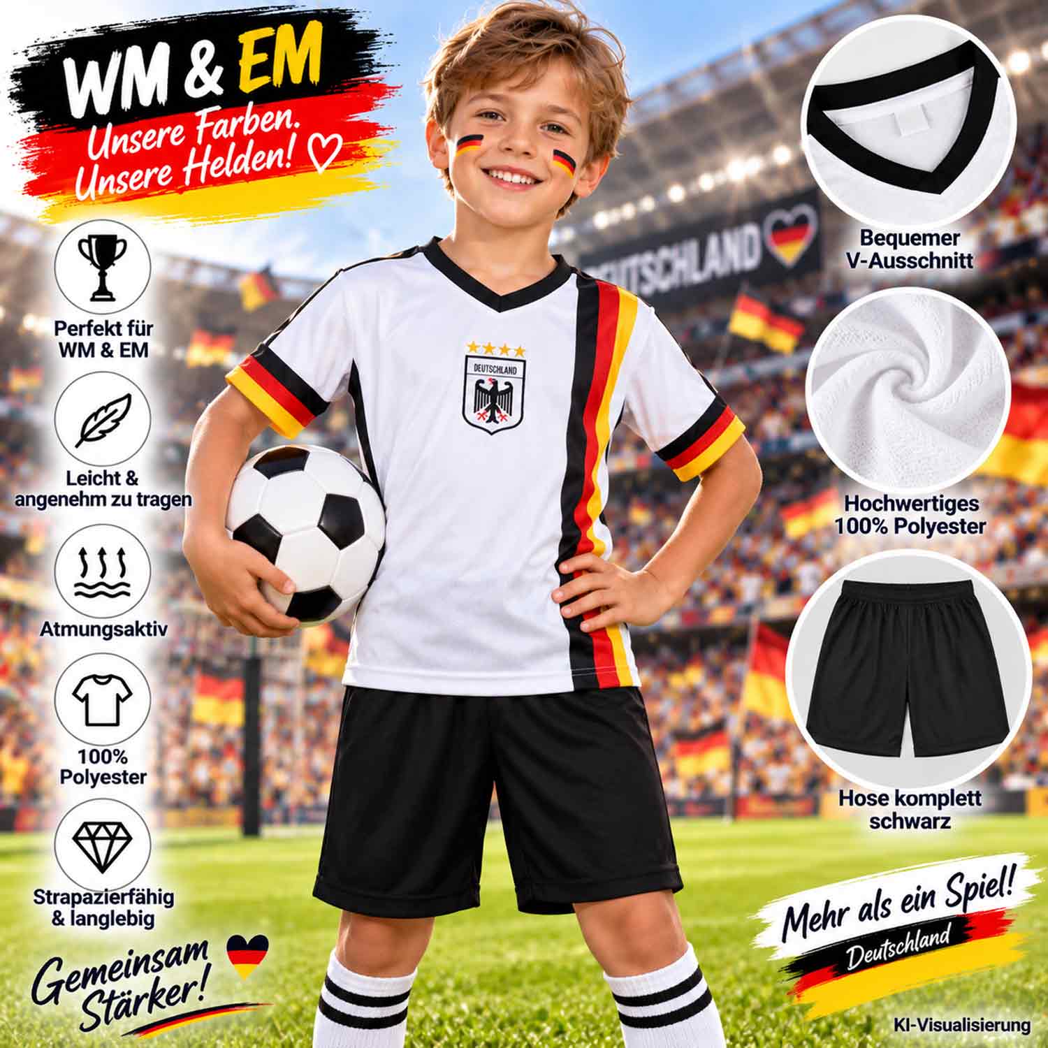 Antonio Fußball Kinder Triko Deutschland - Gr. XS 96-104 Abbildung 3