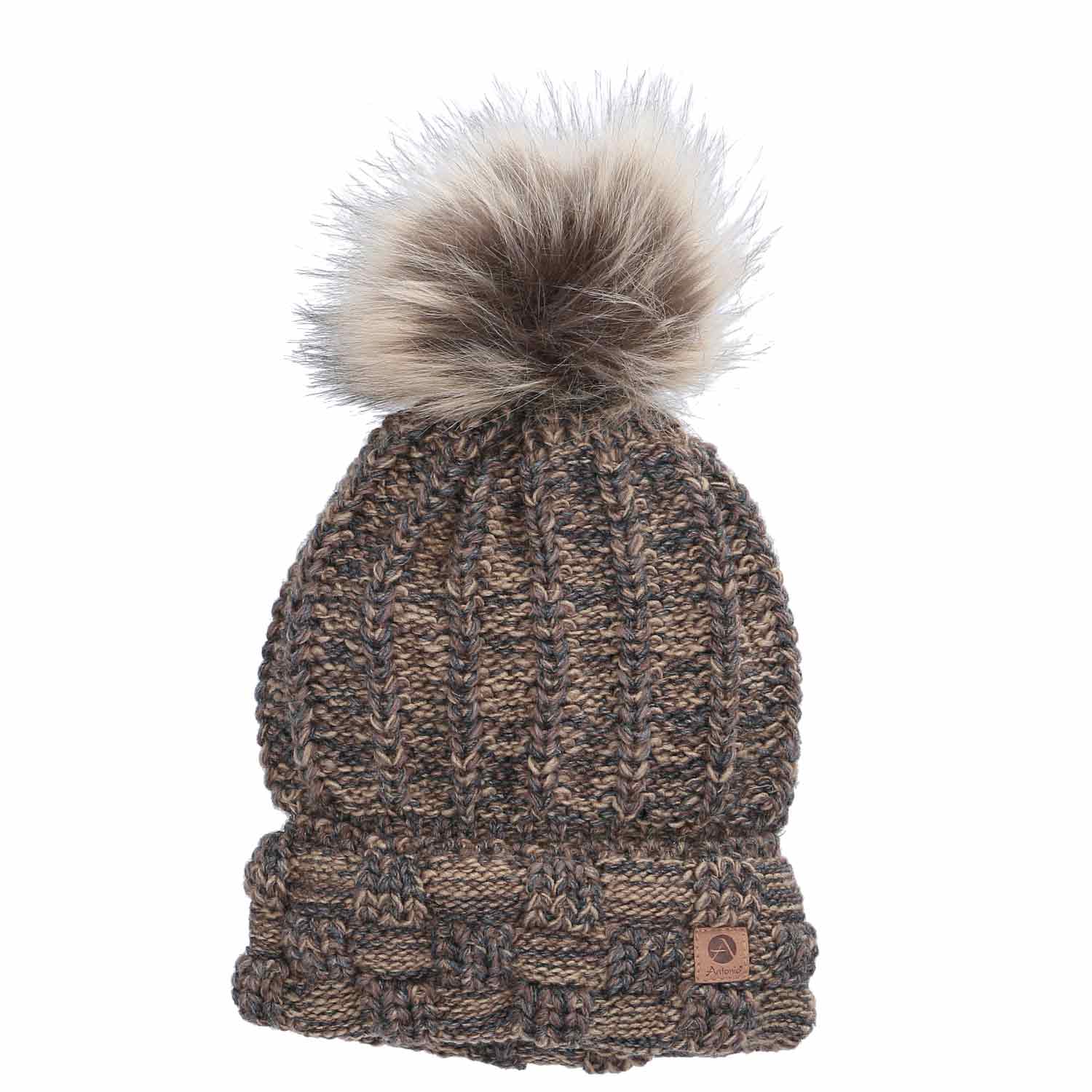 Antonio Damen Strick Mütze Beanie  Taupe Abbildung 1