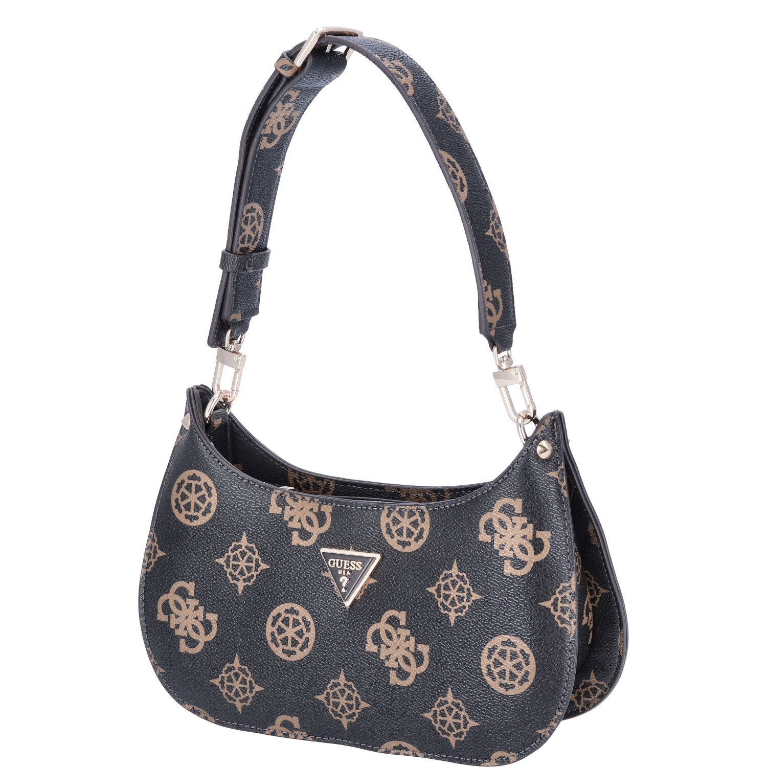 GUESS Damen Schultertasche Meridian Mocha Logo