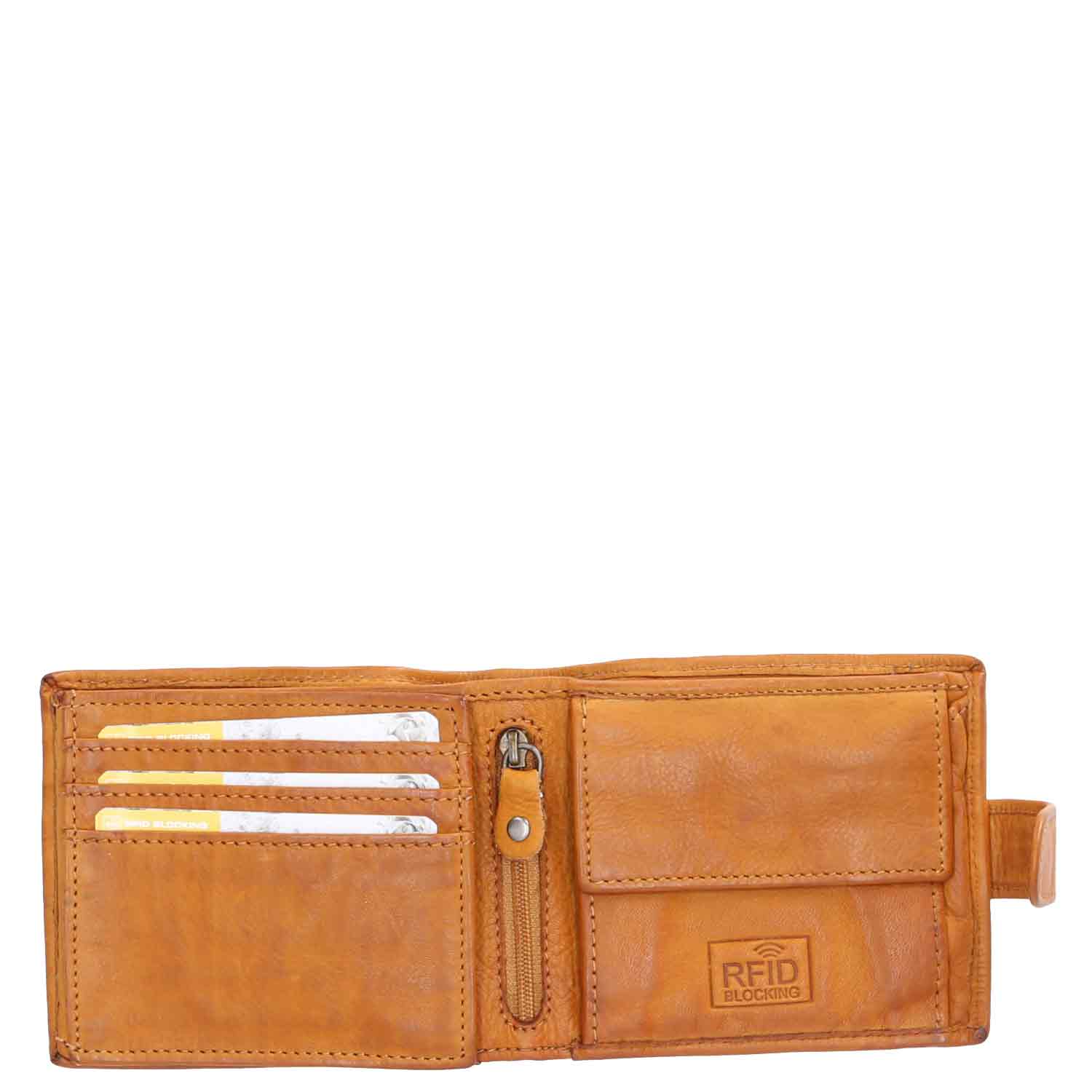 The Skandinavian Brand Mens Wallet square washed leather Cognac