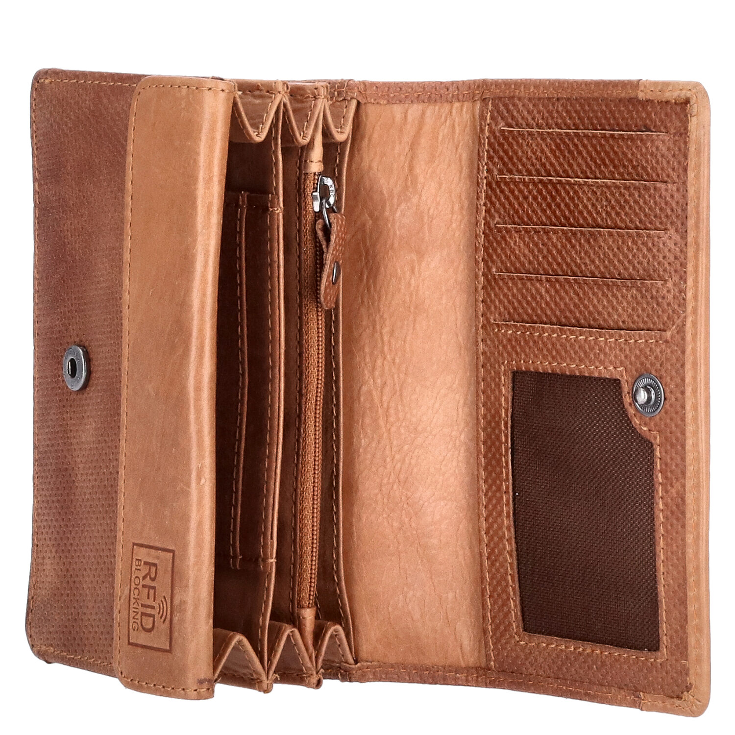 The Skandinavian Brand Damen Leder Geldbörse Quer  Cognac Abbildung 4