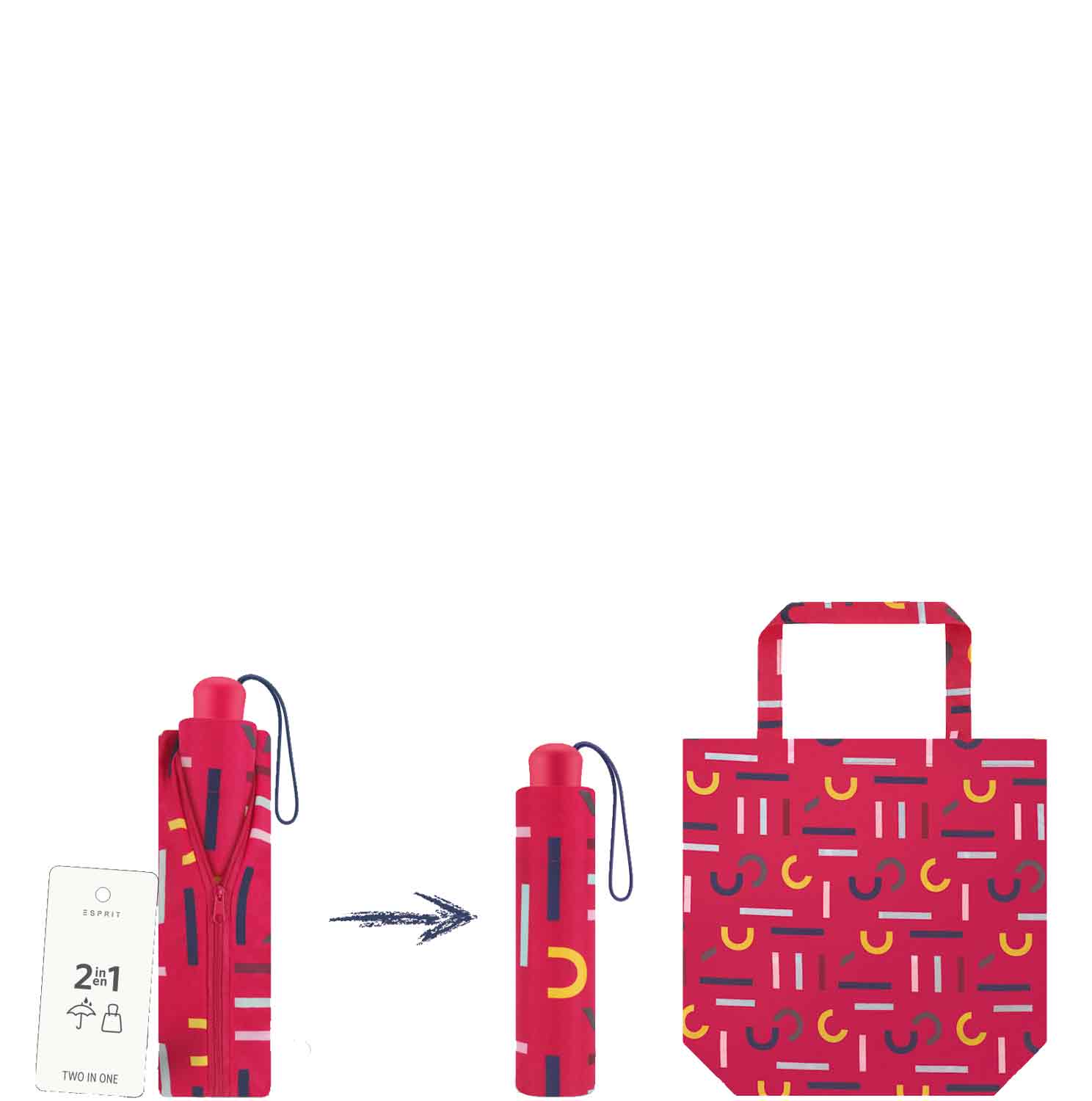 Happy Rain Taschenschirm mit Shopper 2 in 1 supermini wirh shopper letterjam pink Abbildung 2 Happy Rain Taschenschirm mit Shopper 2 in 1 supermini wirh shopper letterjam pink Abbildung 2