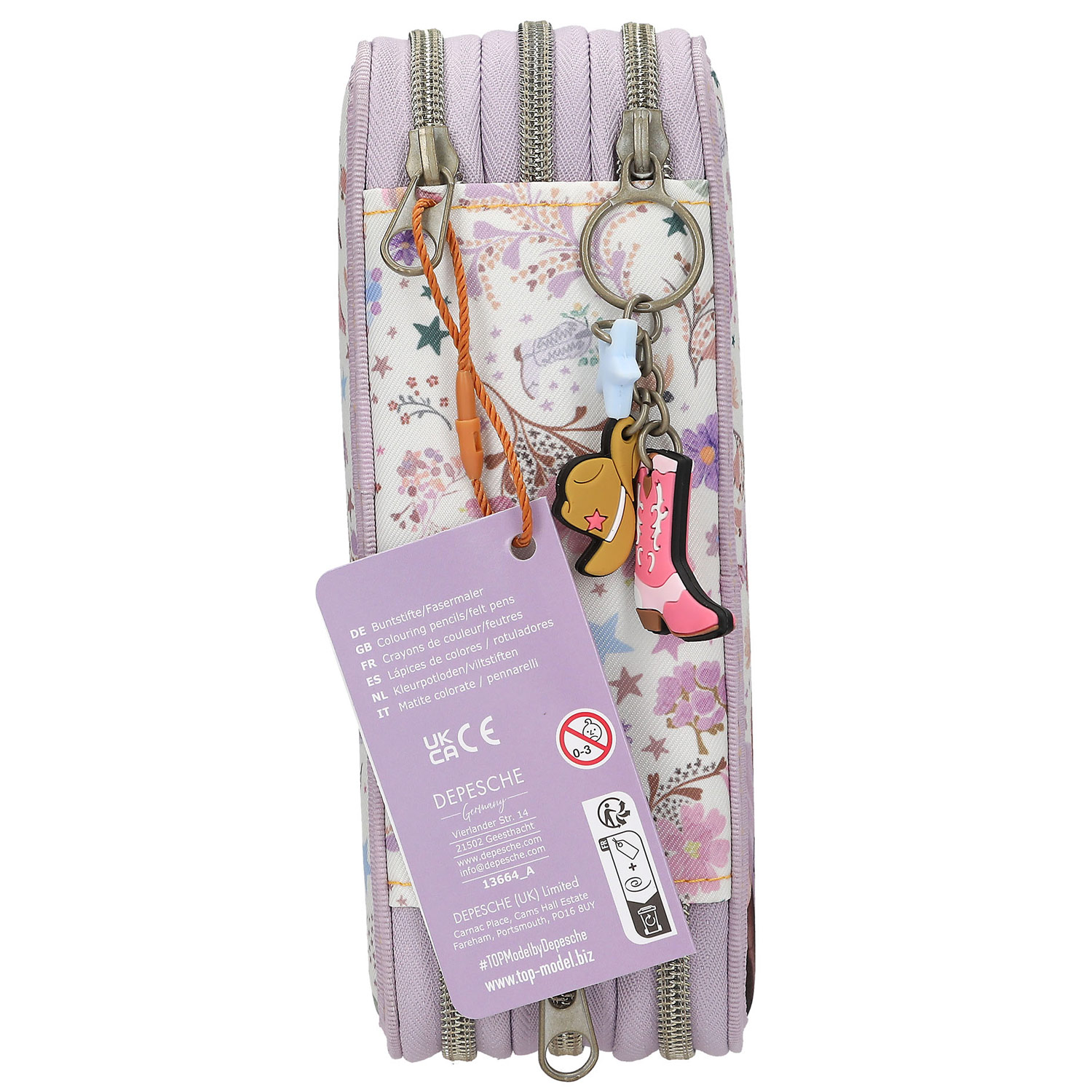 Depesche 3-Fach Federtasche COWGIRL Creme und Lila Abbildung 7