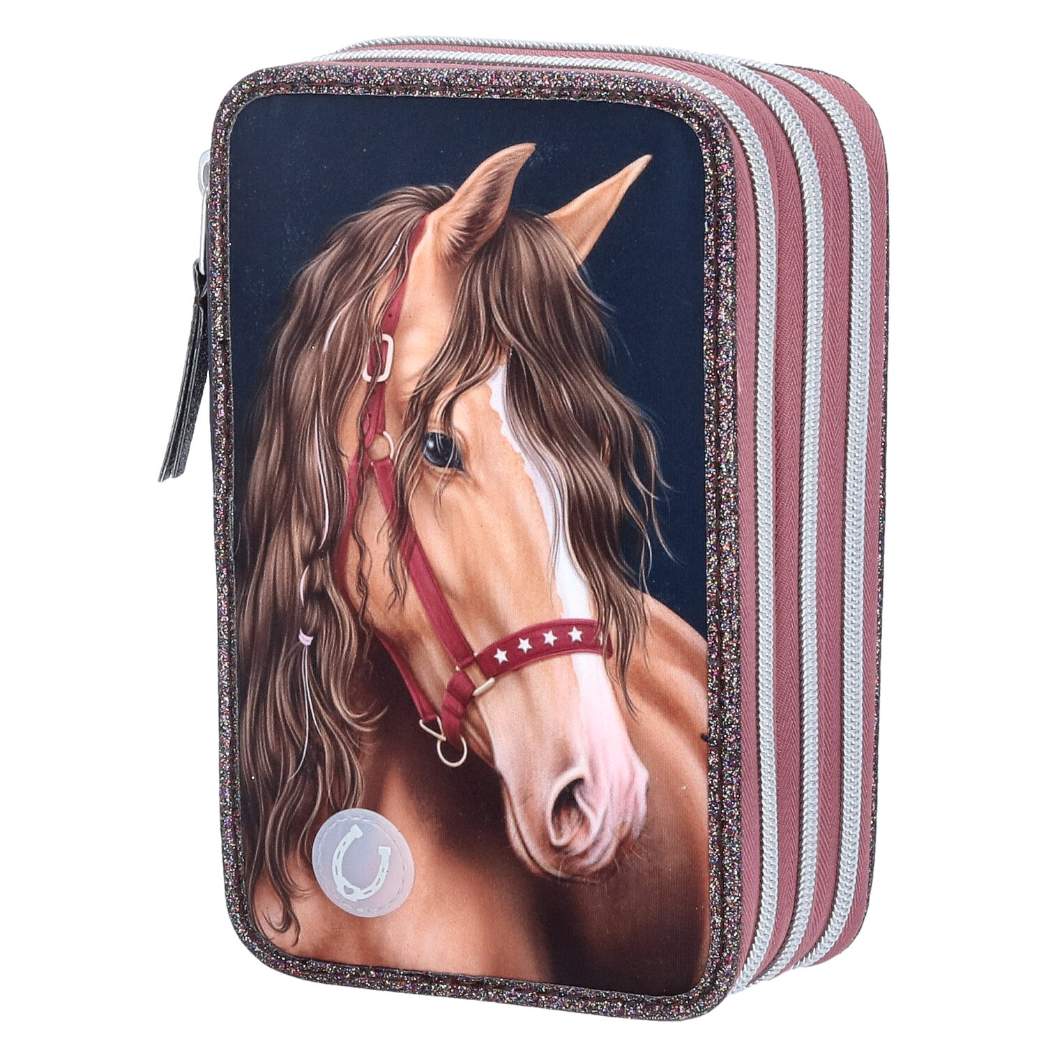 Depesche 3-Fach Federtasche mit LED Miss Melody GLITTER HORSE 