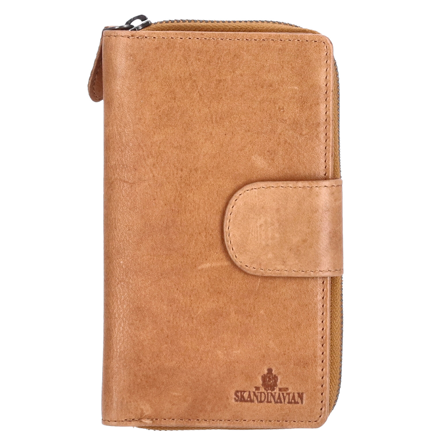 The Skandinavian Brand Damen Reißverschluss Börse Leder - Cognac Abbildung 2
