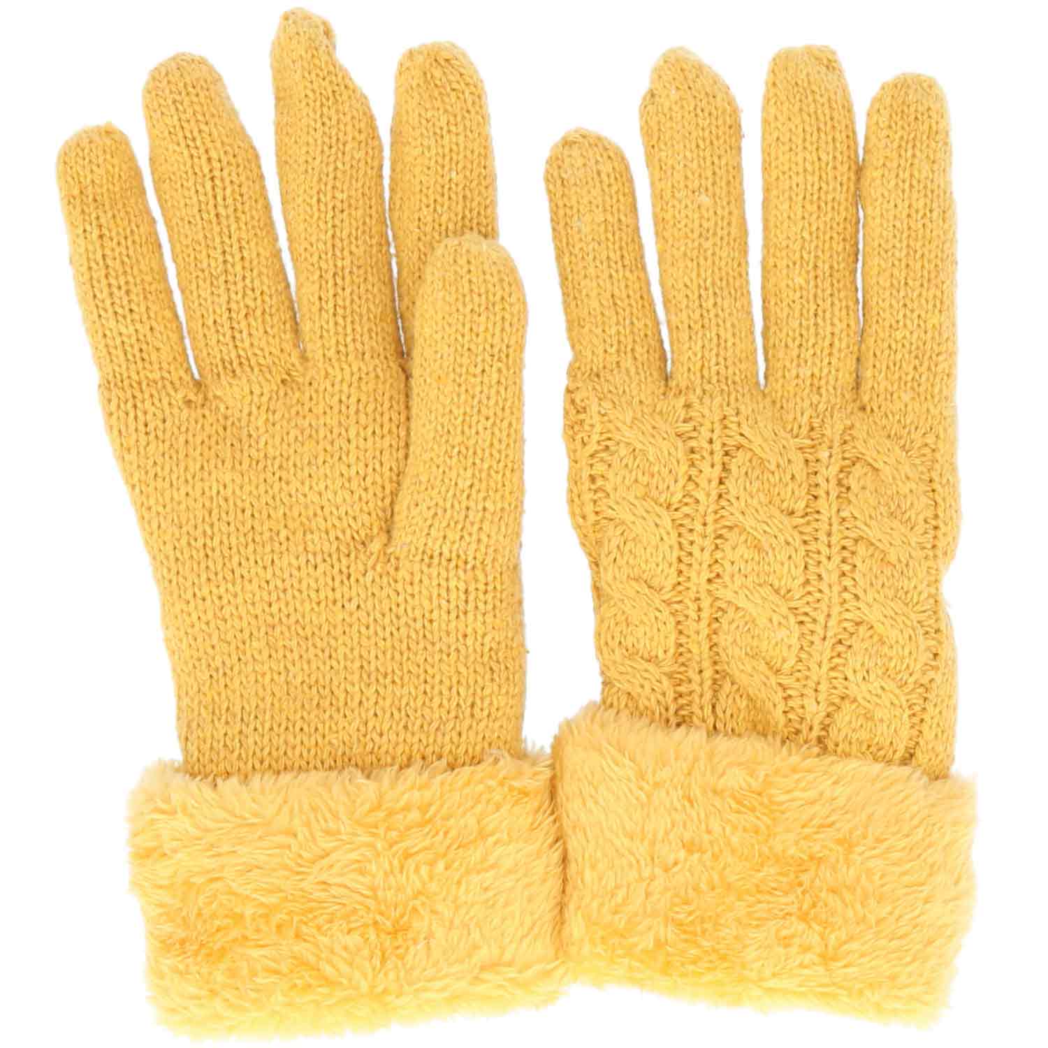 Antonio Damen Winter Fingerhandschuhe Teddy Futter yellow