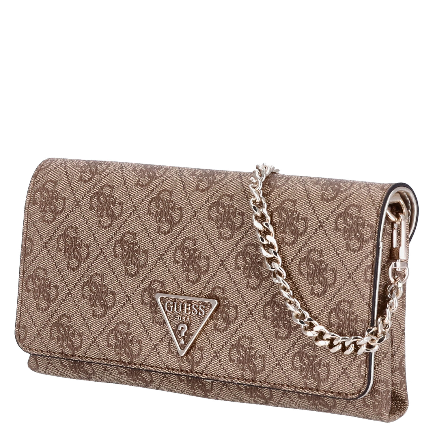 GUESS Clutch Umhängetasche Noelle Latte Logo/Brown