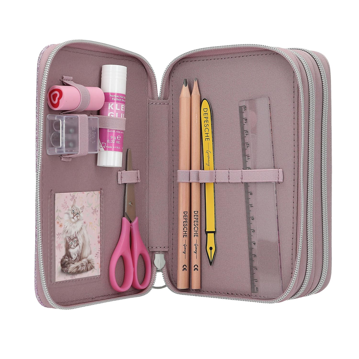 Depesche 3-Fach Federtasche TOPModel BLooming Kitty Rosa Abbildung 3