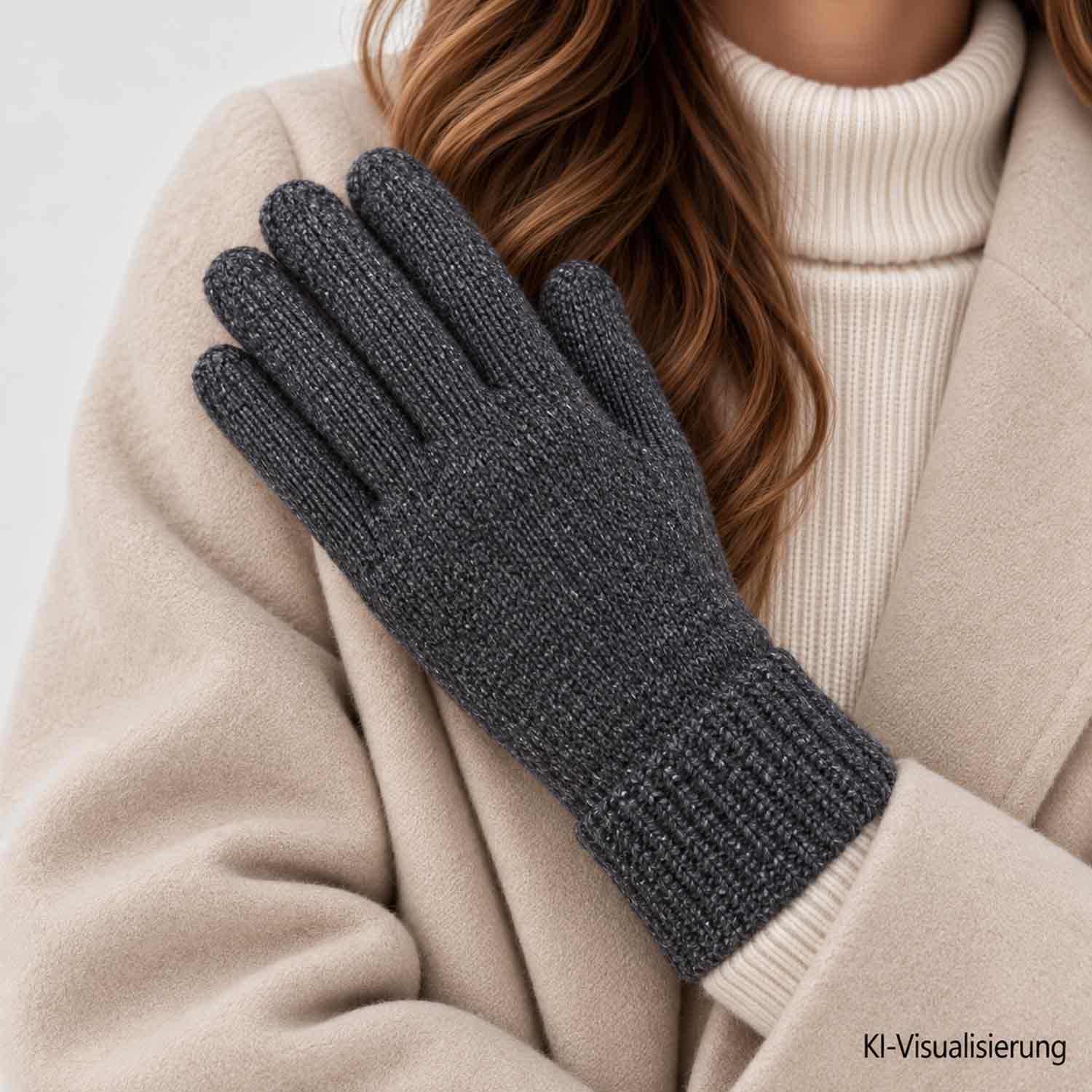 Antonio Kuschelige Damenhandschuhe mit Innenfutter - grau Abbildung 2