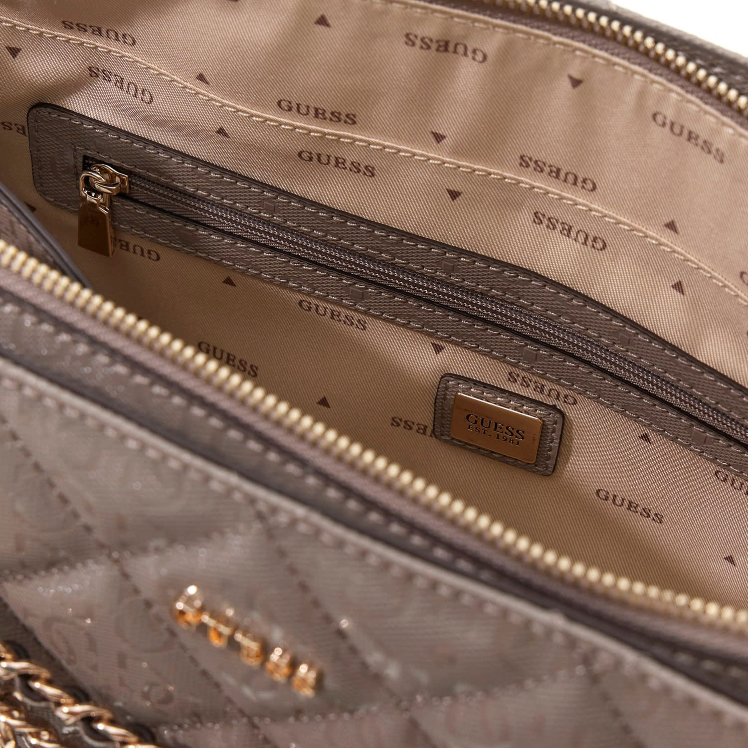 GUESS Umhängetasche Libby Noel Tote Dark Taupe Abbildung 4