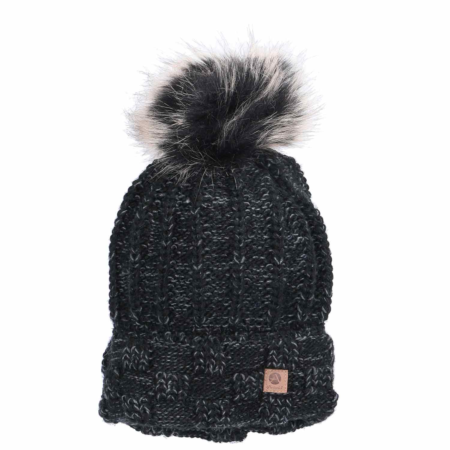 Antonio Damen Strick Mütze Beanie  schwarz