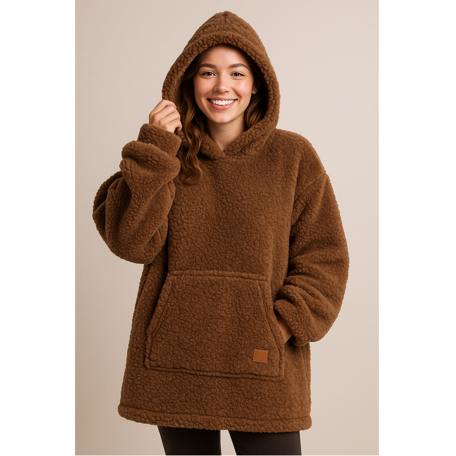 Antonio Kinder Kuschel Hoodie Teddy OneSize braun Abbildung 2