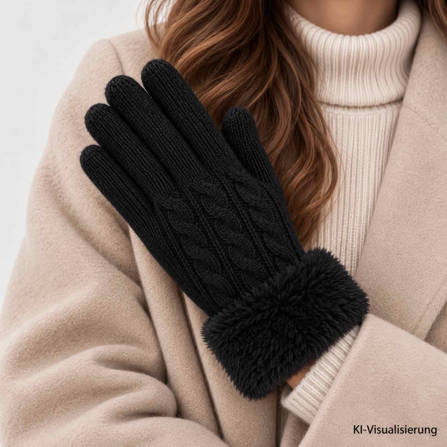 Antonio Kuschelige Damenhandschuhe mit Innenfutter - Black Abbildung 2
