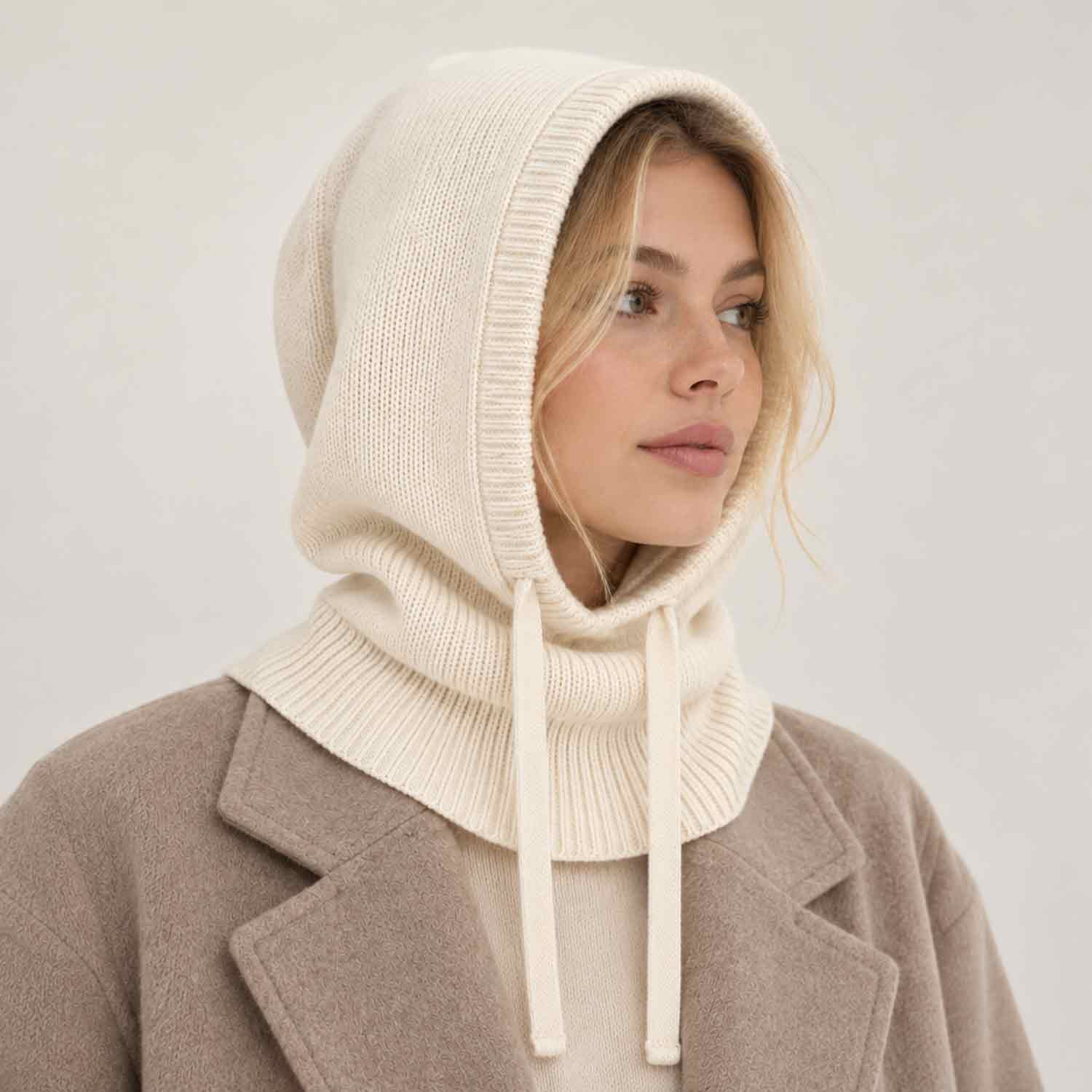 Cashmera Winter Damen Kapuze Mit Kragen - off white Abbildung 2