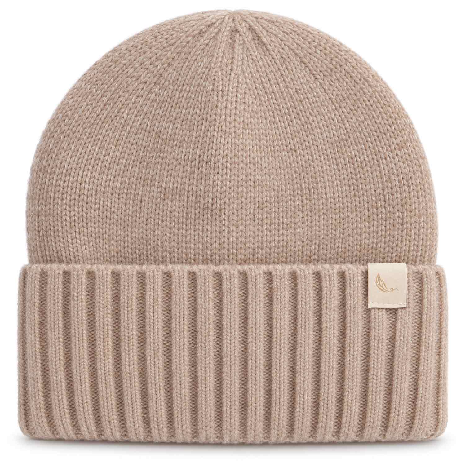 Cashmera Beanie Strickmütze mit Umschlag - kakhi Abbildung 1