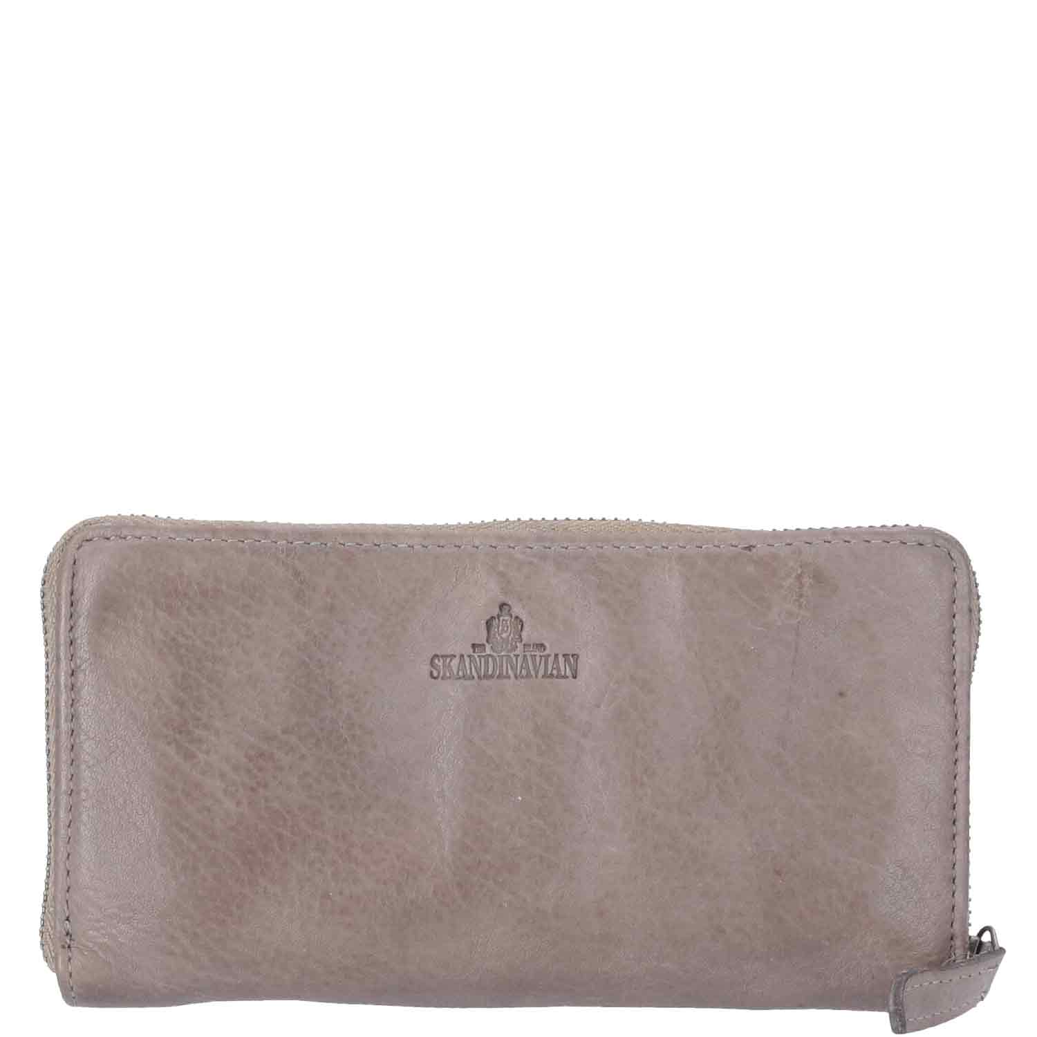 The Skandinavian Brand Lady Zip Wallet Washed Leather grau