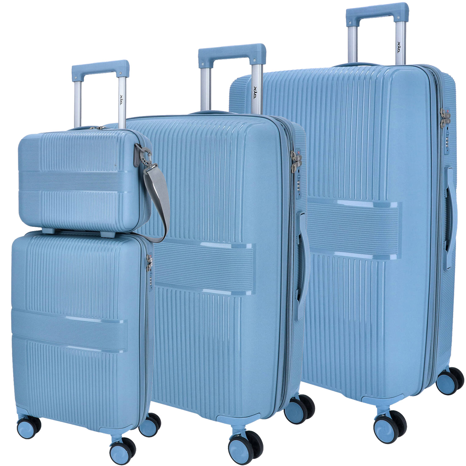 DYX 4 Rollen Trolley 4er Set S/M/L/Beauty Case Rom blau Abbildung 1