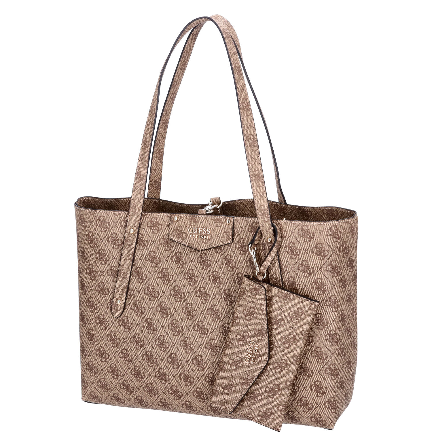 GUESS Damen Schultertasche Eco Brenton Latte Logo