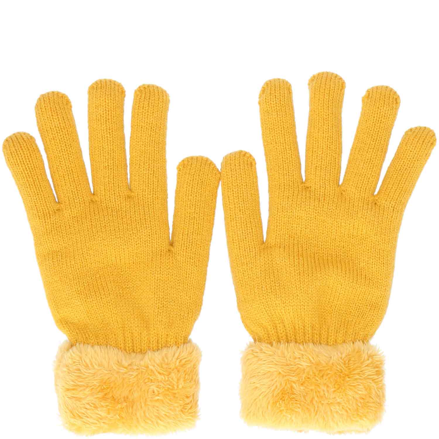 Antonio Damen Winter Fingerhandschuhe Teddy Futter yellow