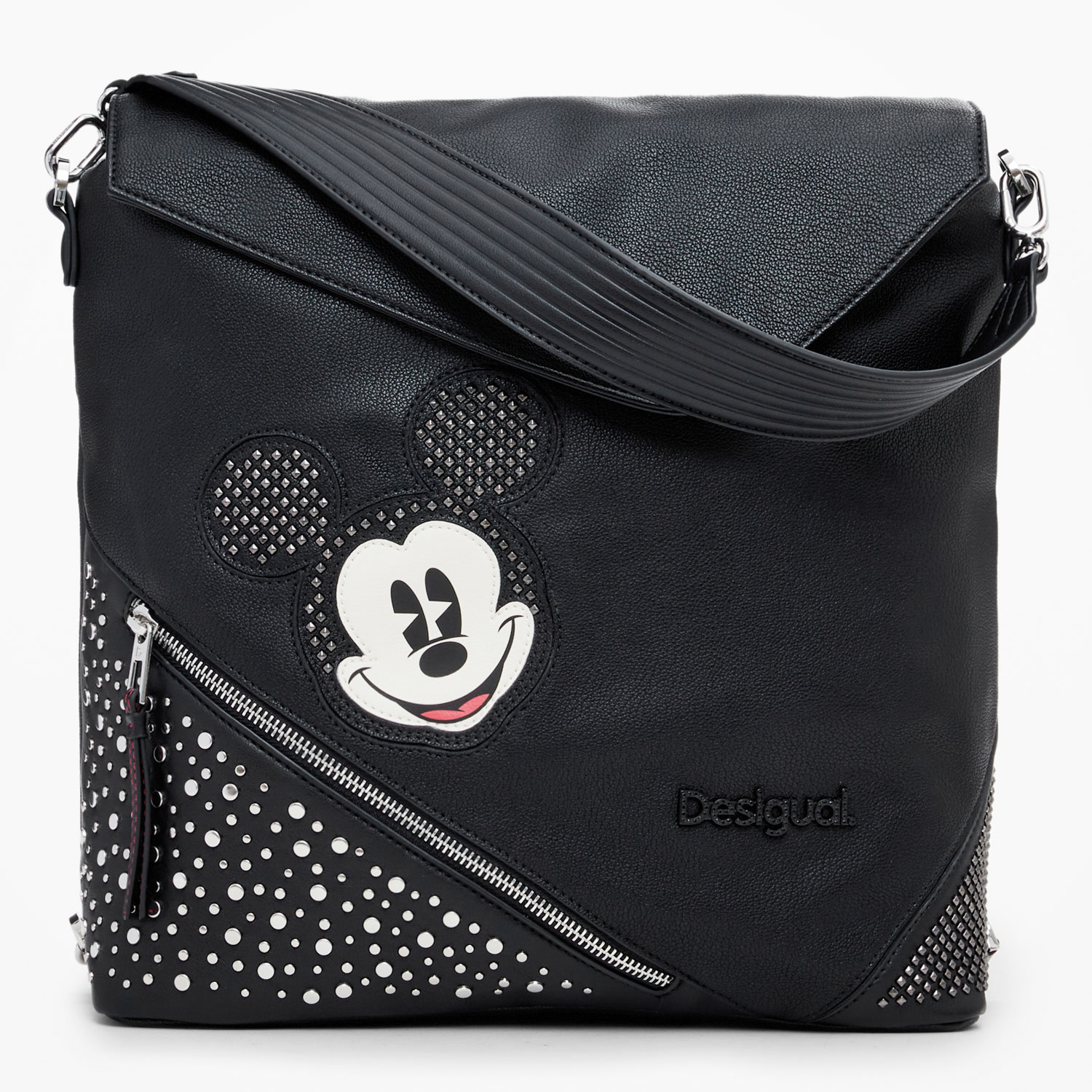 Desigual Damen Rucksack/Tasche 2in1 Mickey Studstyle Jersey Black