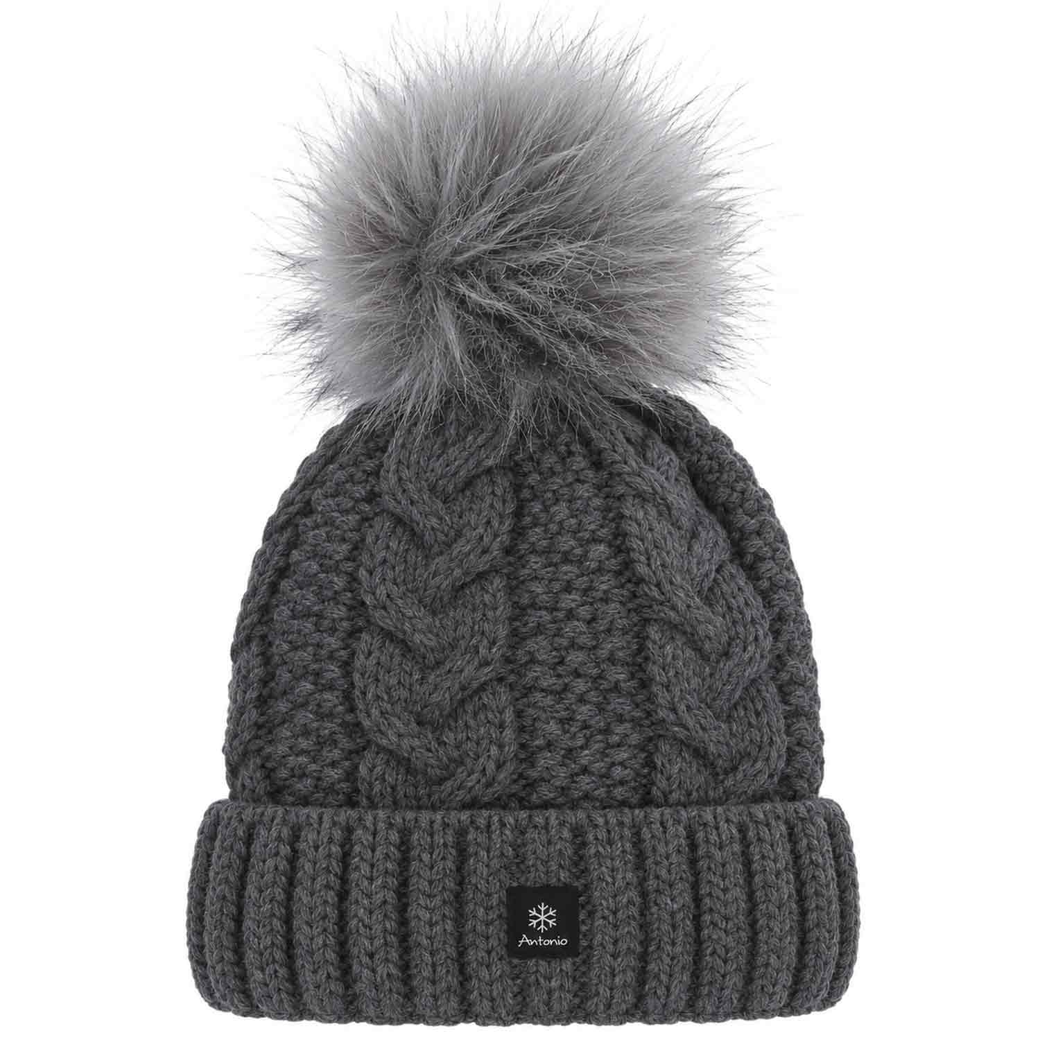 Antonio Damen Strick Mütze Beanie - dark grey Abbildung 1