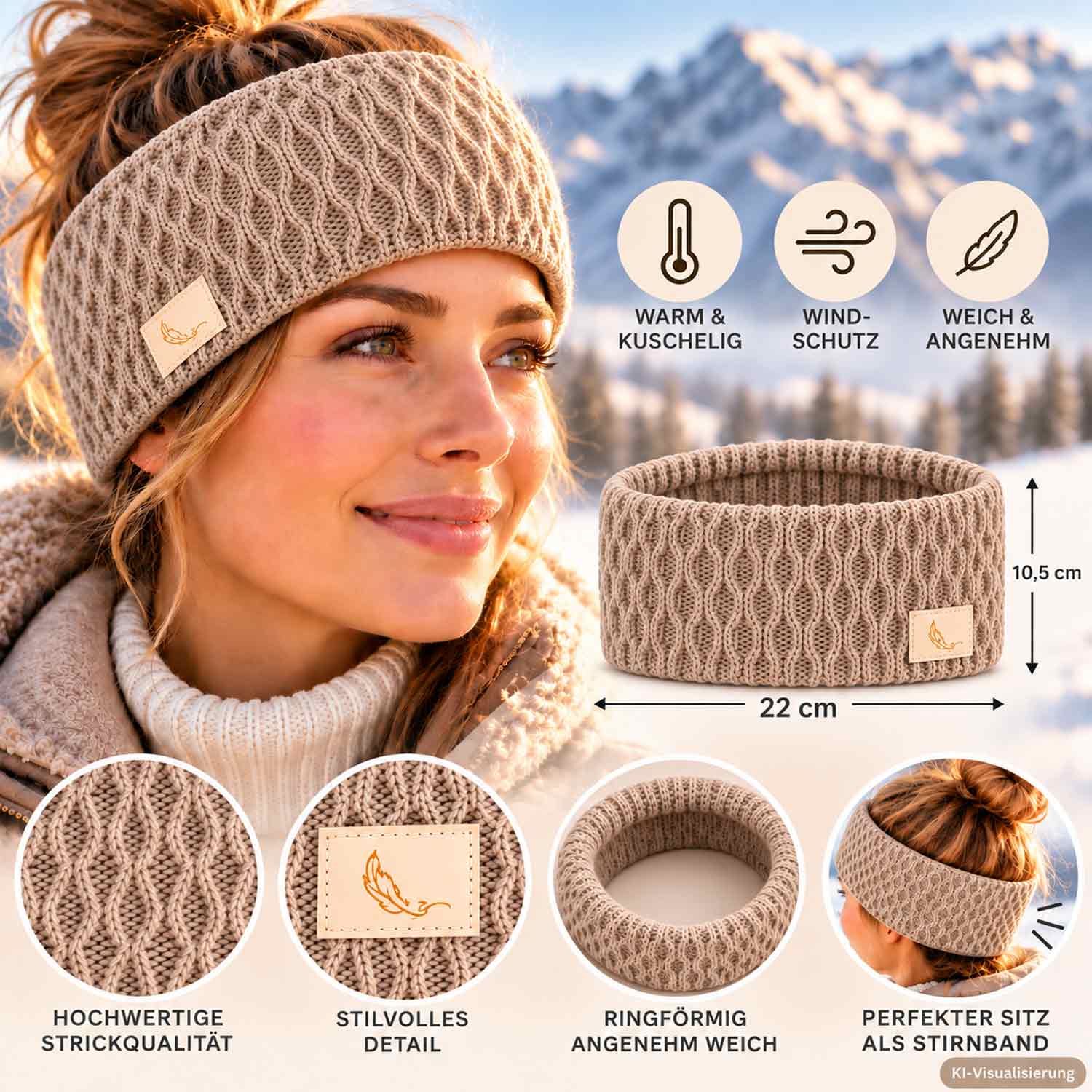 Cashmera Strick Stirnband mit Fleece-Futter - Cashmera Abbildung 3